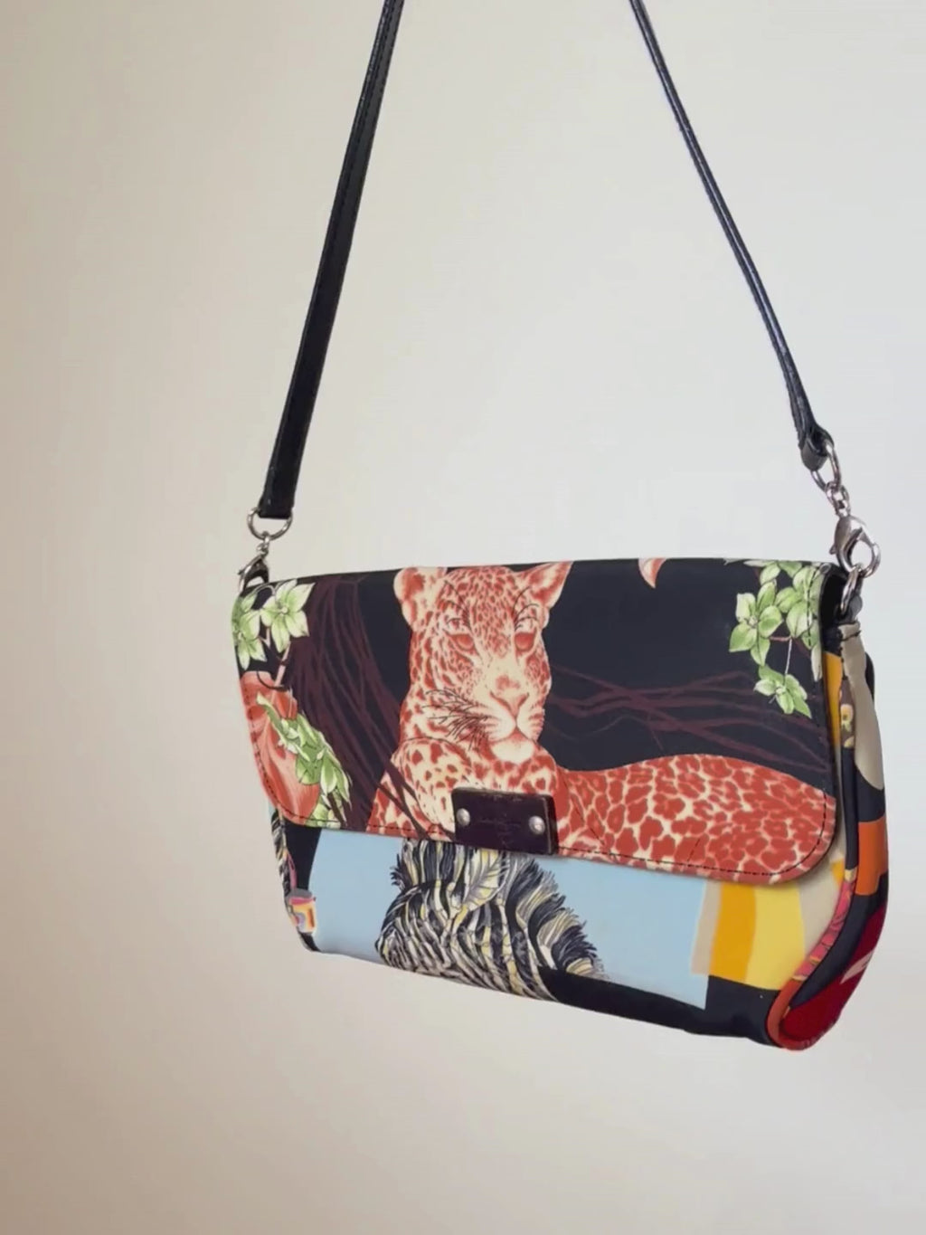 Salvatore Ferragamo Leopard Print Canvas Shoulder Bag
