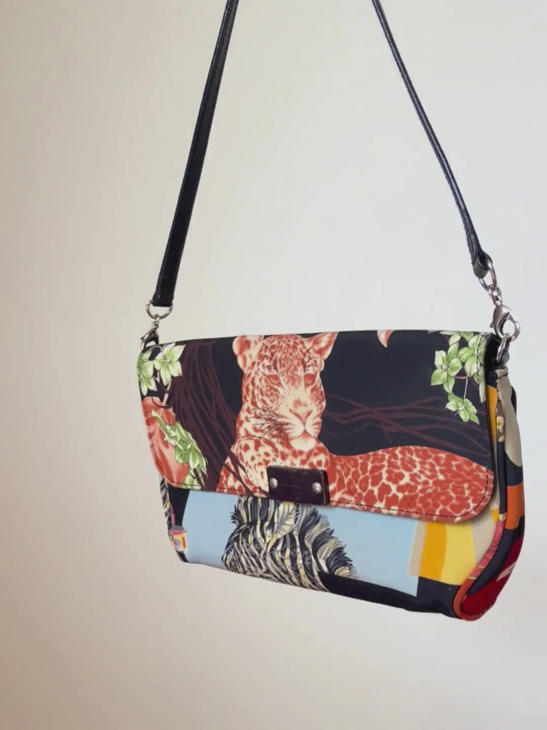 Salvatore Ferragamo Leopard Print Canvas Shoulder Bag